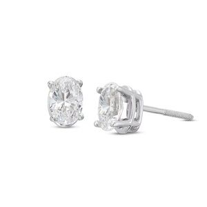 1 CTW. Oval-Cut Diamond Solitaire Stud Earrings Set in 14K White Gold